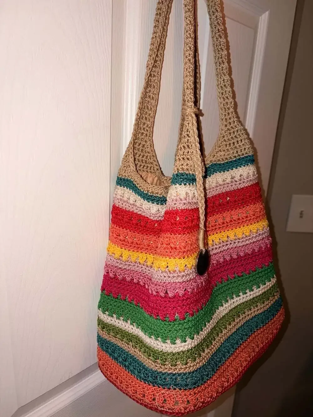 The Sak Originals Rainbow Striped Crochet Hobo Shoulder Bag